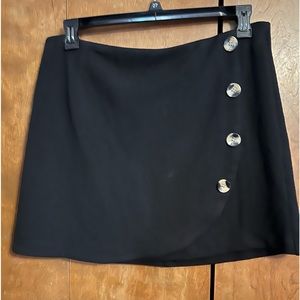 Black Mini Skirt Tortoise Shell Buttons